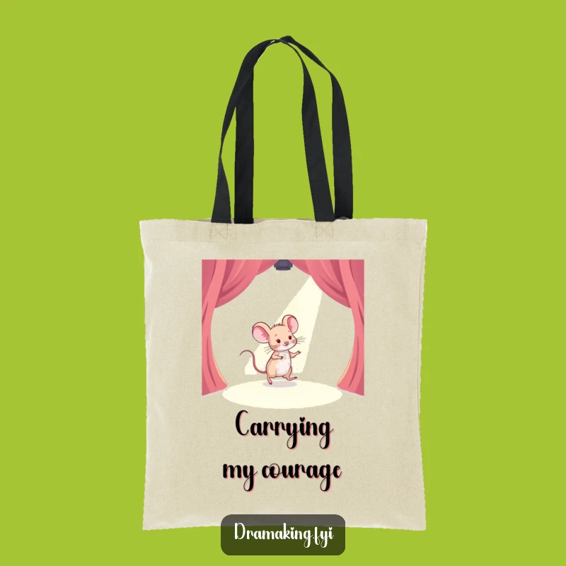 Funny Mouse Stage Tote Bag: Timid Performer Spotlight Carry-All Gift