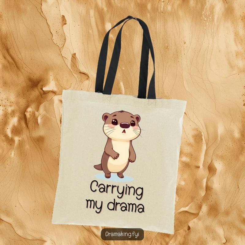 Funny Otter Tote Bag: A whimsical otter in a dramatic pose with a surprised face, a humorous accessory for carrying daily items.