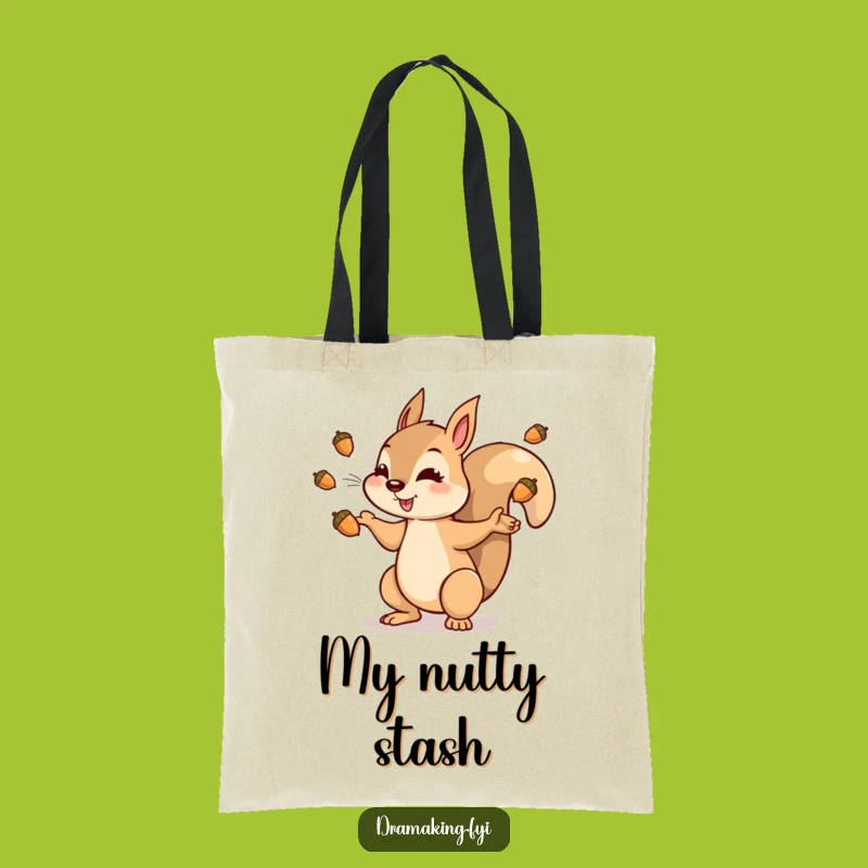 Funny Squirrel Acorn Tote Bag: Dramatic Character Carry-All for Treasures
